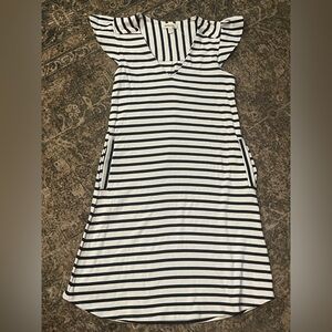 Monteu Striped Black and White summer Dress with Ruffle Sleeves size S